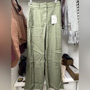 Everlane Wide-Leg Linen-Blend Pants in Lichen Green NWT Size 2